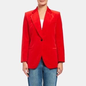 Theory red velvet blazer